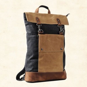 KP3  VINTAGE TAR III™ Rucksack Canvas mit Leder Damen / Herren  - dunkelgrau 17"